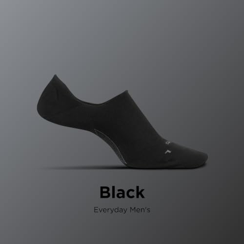 Image of Feetures Everyday Men's Ultra Light Invisble No Show Sock, Black, XL