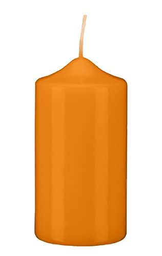 Stumpenkerzen Stumpen Kerzen Mango Orange 15 x Ø 5 cm, 12 Stück getauchte Spitzkopf in RAL Qualität Cover