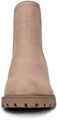 Soda ZINON ~ Women Lug Sole Mid Heel Chelsea Fashion Ankle Boot w/Double Elastic Gore (TAUPE Imit Suede, us_footwear_size_system, adult, women, numeric, medium, numeric_7_point_5) | Image 2