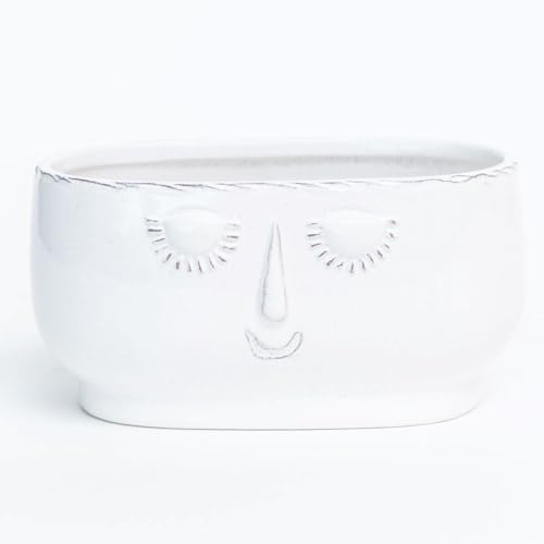 212 Main B Cream Glazed Serene Face Planter