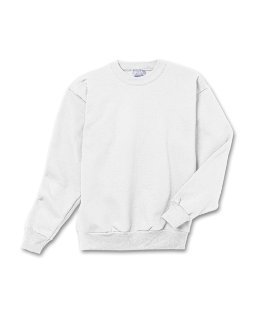 Hanes Youth 7.8 Oz 50/50 Crewneck Sweatshirt In White - Large (14/16) #TOP2