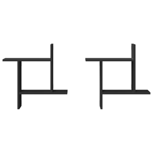 Modern Floating Wall Shelves Set of 3, Black Engineered Wood Storage for Books and Photos, Minimalist Display Shelves for Living Room and Office Organization - Image 5