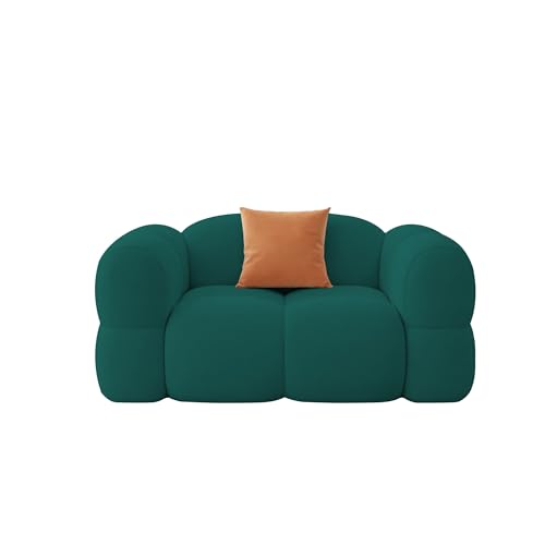 Image of Casaliving Vetras Modern Velvet Bubble Cloud Sofa, Tufted Design Upholstered 1 Seater Sofa Set for Living Room, (Pine Colour) Premium Velvet Fabric Sofa