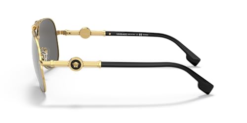 Versace Unisex Sunglasses Gold Frame, Polarized Grey Mirror Silver Lenses, 59MM2