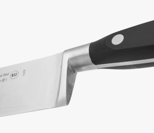 Image of Arcos Forged Chef Knife 8 Inch Stainless Steel. Professional Cooking Knife for Cutting Fish, Meat and Onion. Ergonomic Polyoxymethylene Handle and 200mm Blade. Series Riviera. Color Black