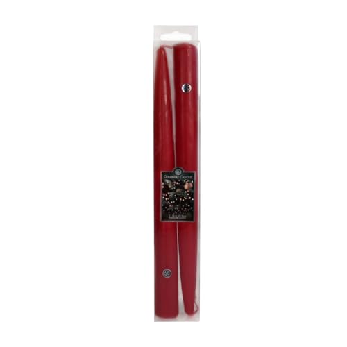 Colonial Candle Unscented Red Taper Candle, 10 inch, Pack of 2 - Up to 8 Hours Burn