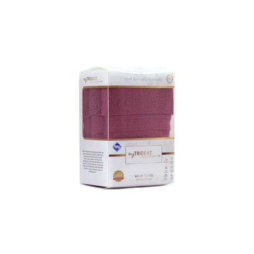 Image of Trident Face Towels, Nectarsoft Collection, Wash Towel, 100% Cotton Towels for Men /Women, 625 GSM, 3 Pc Face Towels - Berry Wine