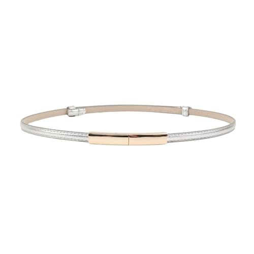 Women Faux Leather Belt Thin Adjustable Design Snap Button