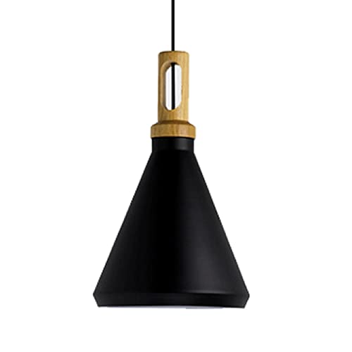 Luminaire de plafond style industriel noir et bois pour éclairage de bar
