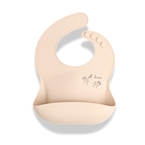 Image of APLAINR Baby Sign Language Bib, Silicone Baby Bibs, ASL Graphics, Food Catcher, Adjustable, Waterproof, Soft, 6-36 Months