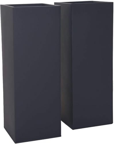 VIVANNO Jardinières Zinc Métal Anthracite Lot de 2 Block 80