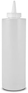 Set of 6 -- 24 Ounce Large Clear Squeeze Bottle, Condiment Squeeze Bottle, Open-Tip, Screw-On Spout, Polyethylene Durable Plastic, Diner Style.