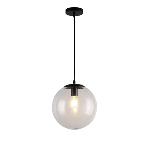 Suspension boule argentée en verre de 40 cm pour éclairage de salle à manger