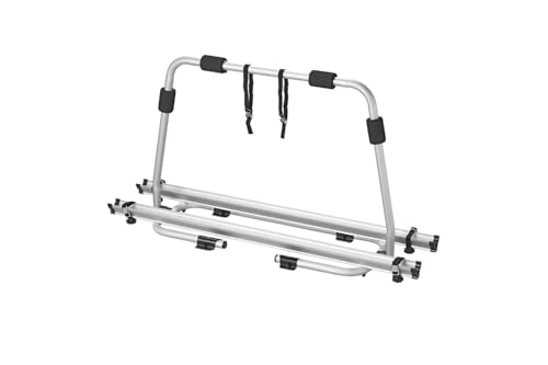 ProPlus Deichsel-Fahrradträger für 2 Fahrräder bis 40 kg kippbar für Wohnwagen-Deichselbox Aluminium-Träger 125 cm breit und 75 cm hoch inklusive Befestigungsgurte