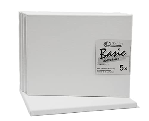 Keilrahmen -Basic- 50x 70cm (5 Stück) Leinwand Rahmen bespannt aus100% Baumwolle Cover