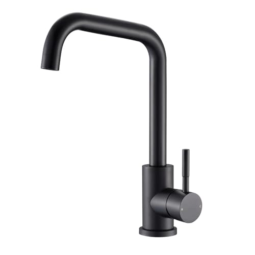 Reginox NERA MB – Grifo Mezclador de Cocina Negro Mate con Caño Alto Giratorio 360° – Monomando Moderno de Latón