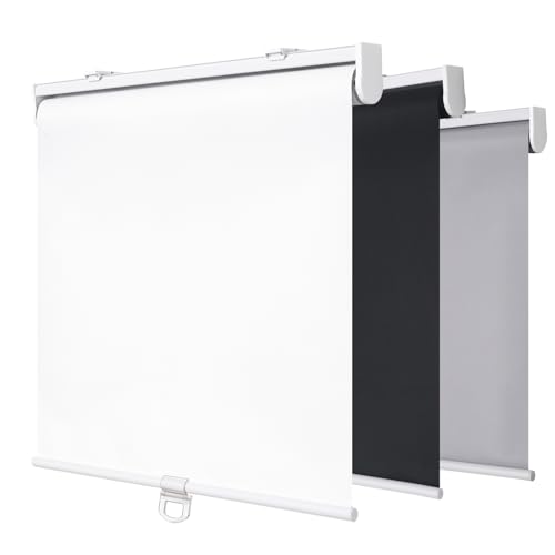 SHADEMOON Cordless Blackout Window Roller Shades, Pull Down Spring System Indoor Blinds, Room Darkening Waterproof UV Blocking Thermal Insulated Fabric for Home Office (White, Width 34