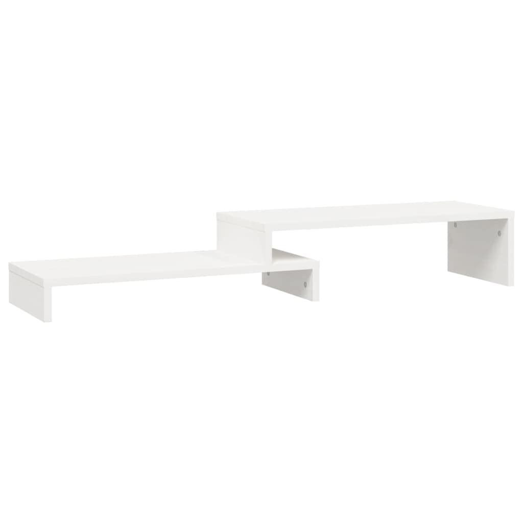 vidaXL Solid Wood Pine Monitor Stand Wooden Screen Riser Desktop Stand Monitor Desk Mount Display Riser Desktop Organiser White (52-101) x22x14 cm