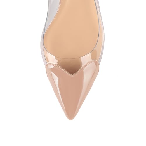 Women's Fashion Pointed Toe Heart Pumps Elegant 6 CM/2.4 Inch Heel Splicing Slingback Kitten Heels Transparent PVC Cute Clear Pumps Closed Toe Wedding Party Dress Shoes3
