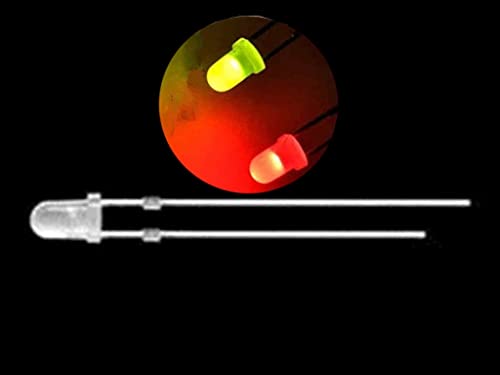 QISKAII 100PCS 2pins F3 3mm Dual Bi Color Polar Changing Red/Green Led Diffused LEDs
