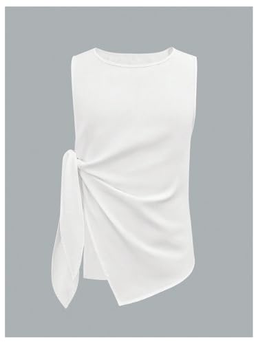 Men's Knot Side Sleeveless Tops Ruched Crew Neck Asymmetrical Hem Muscle Tank Tops3