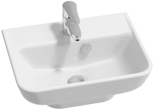 Jacob Delafon - Lave-mains Struktura 45cm, non meulé pour installation sur colonne ou suspendu - 1 trou avec trop plein - Blanc -EGH112-00