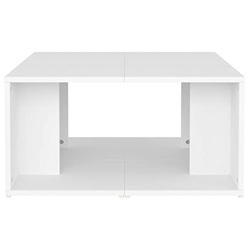 Table basse blanche en bois modulaire avec étagère de rangement pour salon - 7