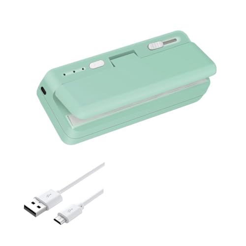 Agwuoetr Mini Sellador de Bolsas, Cargador USB, Sellador TéRmico de Bolsas de Patatas Fritas, Tapador, Resellado de Bolsas de PláStico para Refrigerios, Sellado TéRmico y Cortador Verde