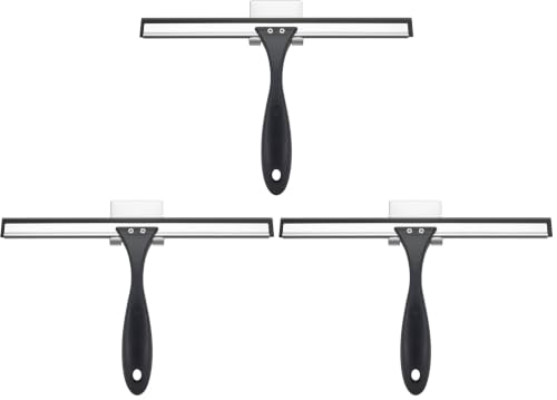 Image of AmazerBath Squeegee for Shower Glass Door, Shower Squeegee for Glass Doors - All-Purpose Squeegee with Hook for Shower Doors, Windows, Mirrors, Tiles and Car Glass, 10 Inches (Pack of 3)