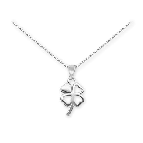 Tiny Delicate and Dainty Sterling Silver Four Leaf Clover Necklace for Women, Good Luck Charm Necklace, Layering Necklace, Best Friend Gift, St. Patrick's Day Gift (18 inches)