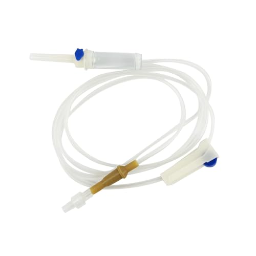 (10PCS/Box) 60-inch IV Extension Set IV Tubing High-Quality PVC Material Sterile Individually Packaged for Laboratories and Veterinary Use (Spiral Connector) (10PCS/Box)