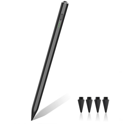 Varkda Stylus Stift kompatibel mit Apple iPad 10/9/8/7/6 Generation, Air 3/4/5, Pro 12.9/11/13, Mini 5/6/7, Schwarz Stift für iPad 2X Schnellladung, Palm Rejection, Magnetisch