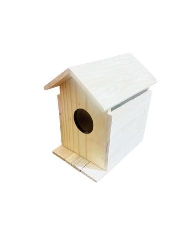 Image of Vayu Art & Crafts Pinewood Bird House || Sparrow Homes, for Balcony & Garden Hanging,Sparrow Nest /Chidiya Ka Ghosla || Made with Water Resistant Pine Wood || Size -10x15x17cm, 1 Pcs