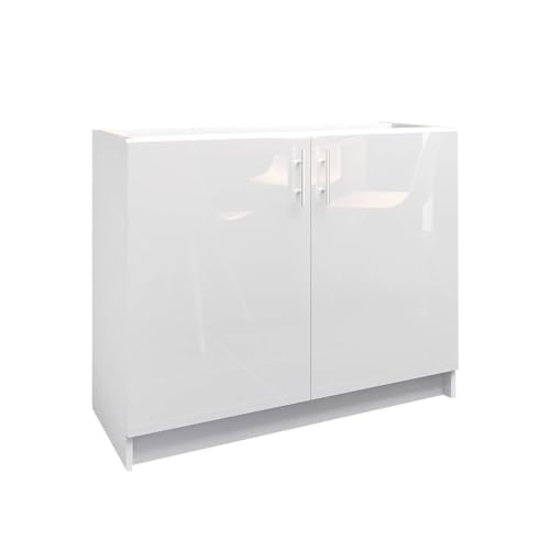 JD Greta Fixed Height 1000mm Kitchen Base Cabinet Floor Unit (Without Worktop) – White Gloss