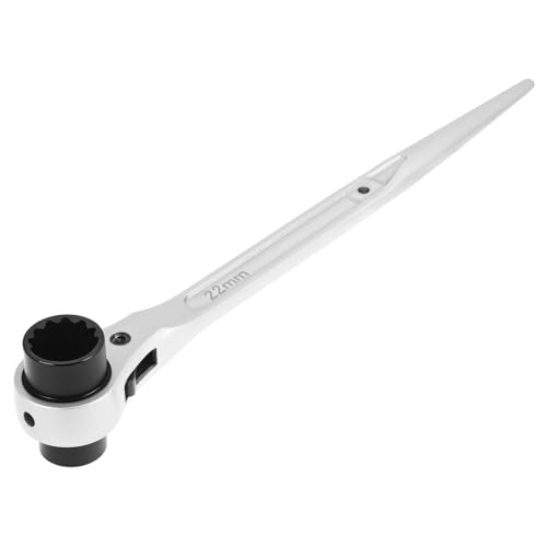 QWORK 19mm x 22mm Scaffold Ratchet Wrench 3/47/8 Professional Grade 12-Point Double Ended Socket Spud Ratchet Scaffolding Tool Silver 12.5 Length