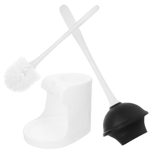 Brosse pour toilettes avec ventouse et support blanc en ABS Zerodeko - 2