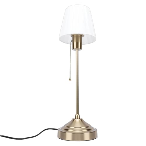 ZDAGELD Luz de Mesa Decorativa con Interruptor de Extracción de Estilo Vintage, Ideal para Mesita de Noche, Dormitorio, Sala de Estar, Hecha de Aleación de Aluminio con Pantalla