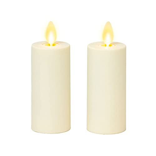 Luminara Realistic Artificial Moving Flame Votive Candle - Set of 2 - Moving Flame LED Battery Operated Lights for Christmas, Halloween - Remote Ready - Remote Sold Separately - Ivory - 1.5" x 4" - Thumbnail 6