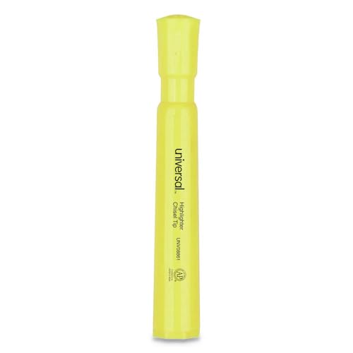 Universal 08861 Desk Highlighter, Chisel Tip, Fluorescent Yellow (Pack of 12)
