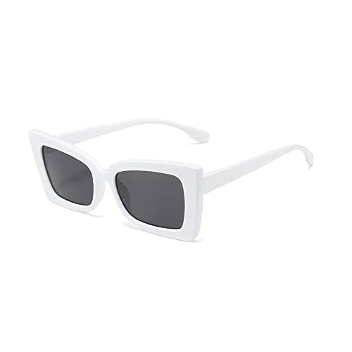 Retro Sunglasses For Women Vintage Lens Big Gradient Rectangle Sun Glasses Female (C7 White Black,One Size)
