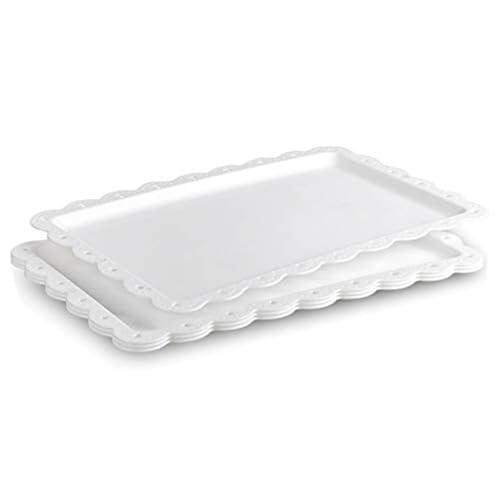 Bandeja de servir para comida rápida, aperitivos, frutas, postres, bandejas de plástico para cocina, cafetería, restaurante, fiesta, 14 x 9 pulgadas (paquete de 4)