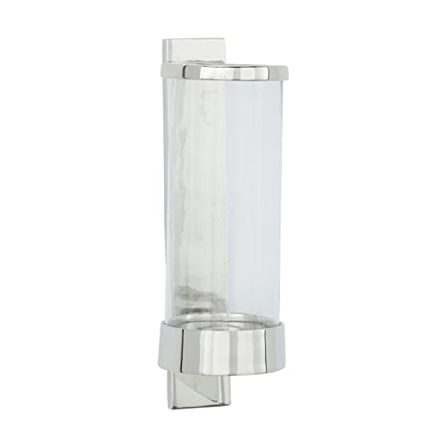 Deco 79 Aluminum Geometric Pillar Wall Sconce, 5" X 7" X 16", Silver #TOP6