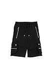 BALR. Pantalones cortos de chándal para hombre, con logotipo de metal y bolsillos con cremallera, color negro Negro S