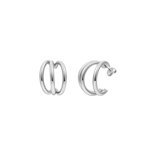 XENOX® Trio Small Creolen - Damen Ohrringe aus hochwertigem Edelstahl, 100% Wasserfest | X2672