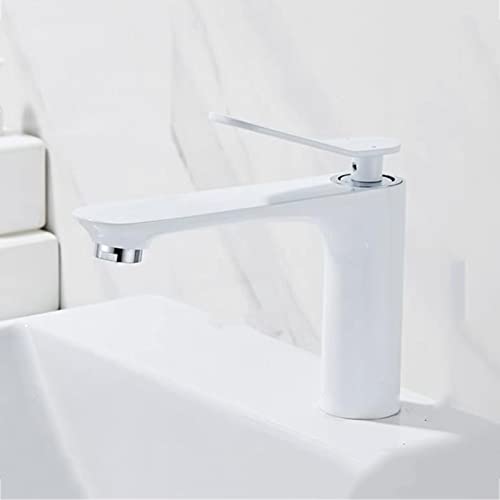 Robinet de salle de bain blanc à levier poussoir G1/2 pour lavabo moderne