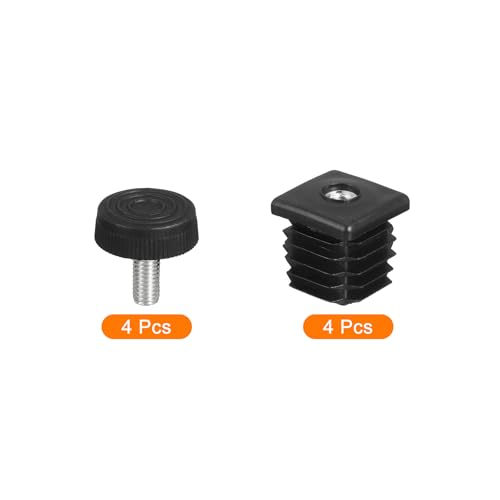 Image of uxcell 4 Set Leveling Feet, 30x30mm Plastic Adjustable Furniture Leg Leveling Rectangle Tube Insert Screw-in Glide Levelers Fit Hole 30mm for Table Chair Furniture, Black