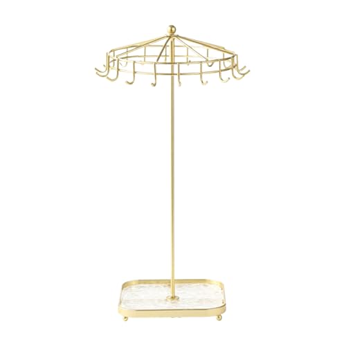rongweiwang Présentoir de Collier en Fer, pour l'organisation de Bijoux, Support de Bureau élégant pour copines, Trois Couches supplémentaires, doré
