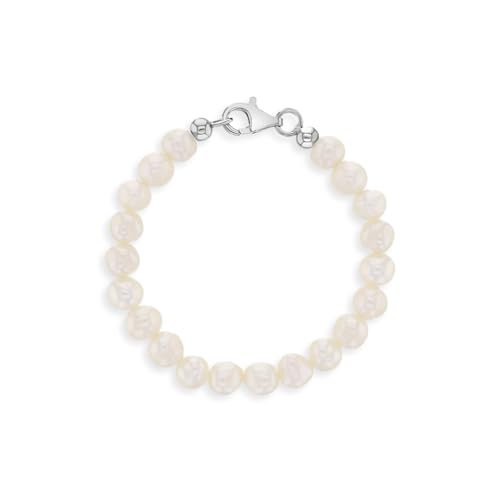 925 Sterling Silver Kid's Bracelet with Freshwater Cultured Pearls for Little Girls & Toddlers 4.5