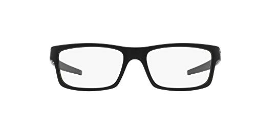 Oakley Men's Ox8026 Currency Rectangular Prescription Eyeglass Frames, Satin Black/Demo Lens, 54 mm