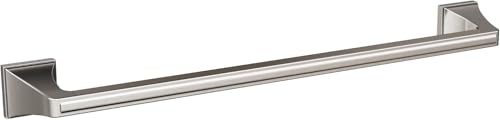 Image of Amerock Mulholland 18 inch Brushed Nickel Towel Bar | Decorative bathroom hardware in durable Zinc /Stainless Steel construction; mounting hardware included for easy installation